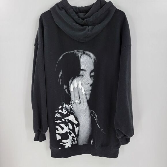 Billie Eilish black sweatshirt hoodie h&m oversized small medium - Picture 2 of 3
